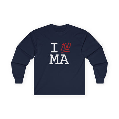 "I Keep it 100 in Massachusetts" Long Sleeve Shirt