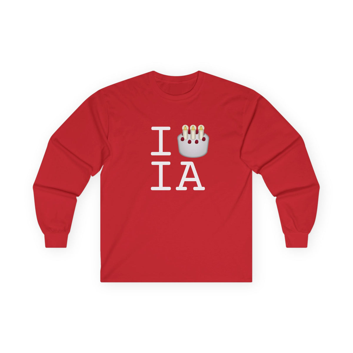 "I Birthday Cake Iowa" Long Sleeve Shirt