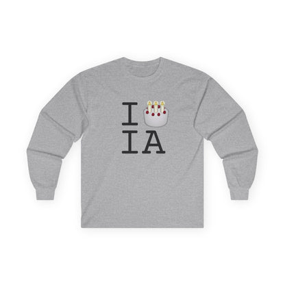 "I Birthday Cake Iowa" Long Sleeve Shirt