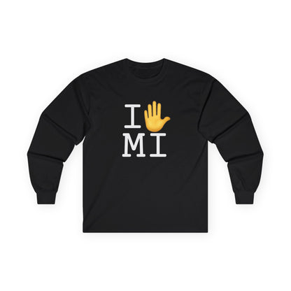 "I Stop (Raised Hand) Michigan" Long Sleeve Shirt