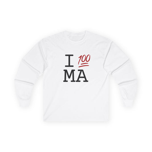 "I Keep it 100 in Massachusetts" Long Sleeve Shirt